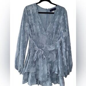 Blue Rain Delicate Floral Patterned Dress